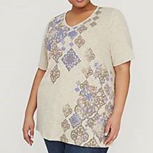 Catherines Women's Plus Top Tunic Lightweight Petite 3X V Neck T-Shirt